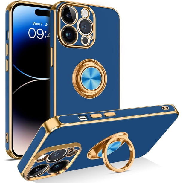 BENTOBEN Funda para iPhone 14 Pro Max, delgada, ligera, soporte de anillo de 360°, soporte para coche, a prueba de golpes, mujeres y hombres, funda protectora antideslizante para iPhone 14 Pro Max 6,7