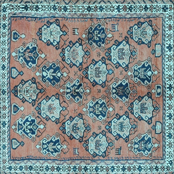 Ahgly Company Indoor Square Persian Light Blue Traditional Area Rugs, 3' Square