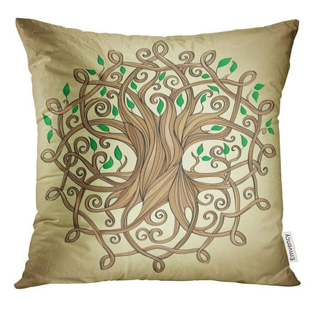 ARHOME Knot Amazing Tree of Life in The Celtic Pattern with Leaves Roots Pillow Case 18x18 Inches Pillowcase
