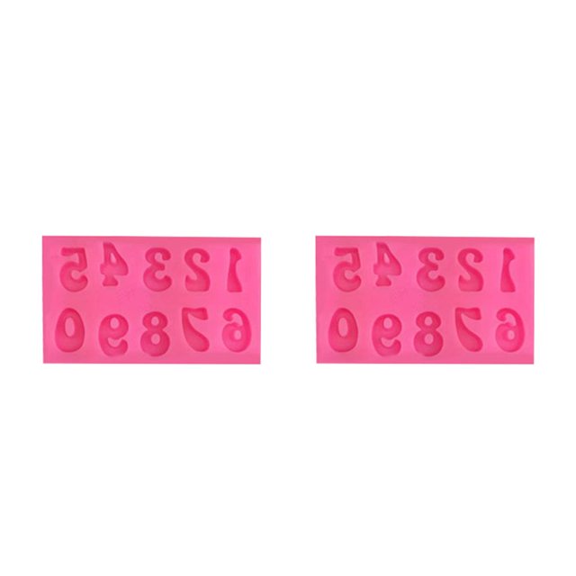 Advancent Moldes para fondant, accesorios, molde en relieve, herramientas de decoración de pasteles, fundición de caramelo antiadherente, Número/Rosa 2piezas