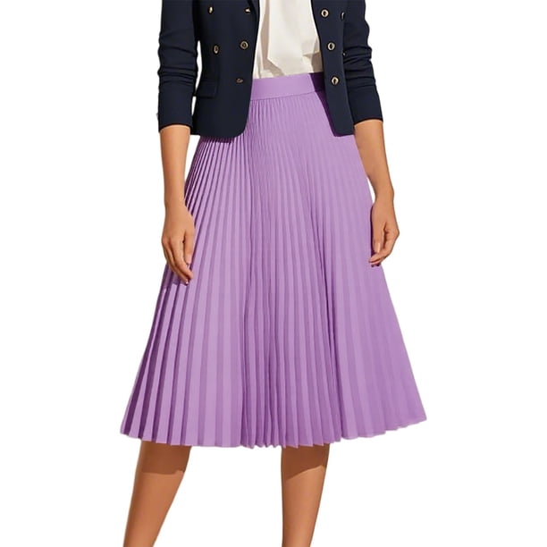 Falda midi plisada para mujer: falda informal de gasa, cintura alta, estilo versátil, perfecta para las salidas de verano.