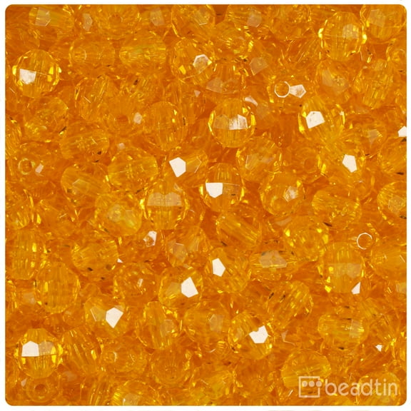 BeadTin Sun Gold Transparent 8mm Faceted Round Craft Beads (450pcs)