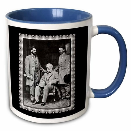 

3dRose Generals Robert E Lee Curtis Lee and Colonel Walter Taylor by Mathew Brady 1865 Civil War Photo - Two Tone Blue Mug 11-ounce