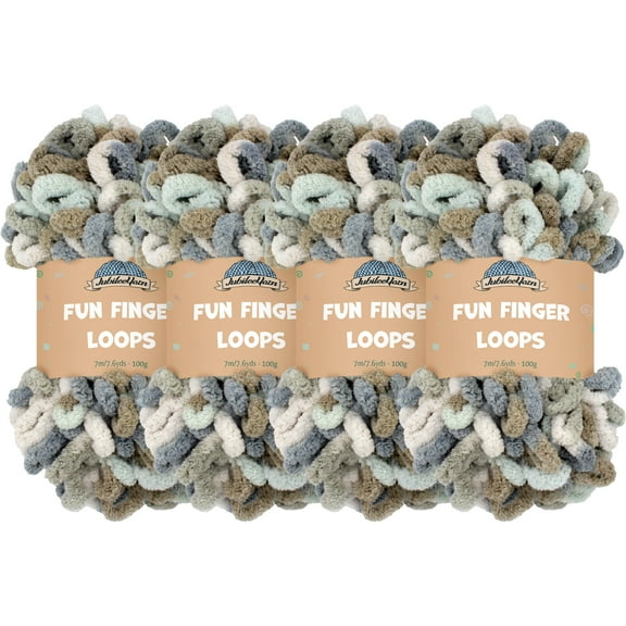JubileeYarn Fun Finger Loops Yarn - Jumbo Polyester - 100g/Skein - Selene - 4 Skeins