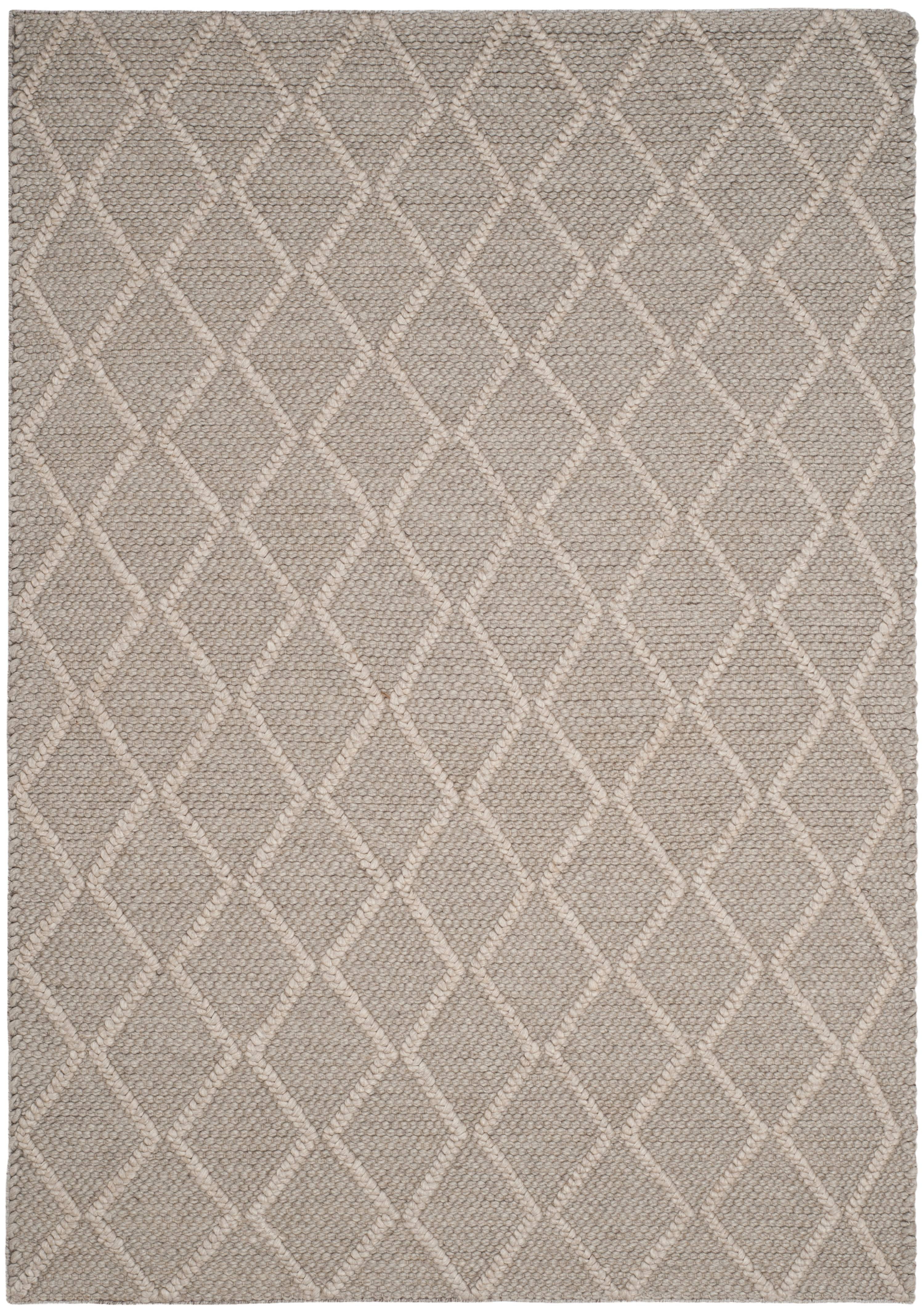 SAFAVIEH Natura Tracery Geometric Diamonds Wool Area Rug, Grey, 5' x 8'