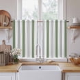 thumbnail image 2 of Sage Green Stripe Kitchen Curtains, Geometric Grey White Vertical Striped Light Filtering Window Curtain Panels, 2Pcs Rod Pocket Window Treatments Set for Study Room Bathroom Bedroom 52x54 Inches, 2 of 9