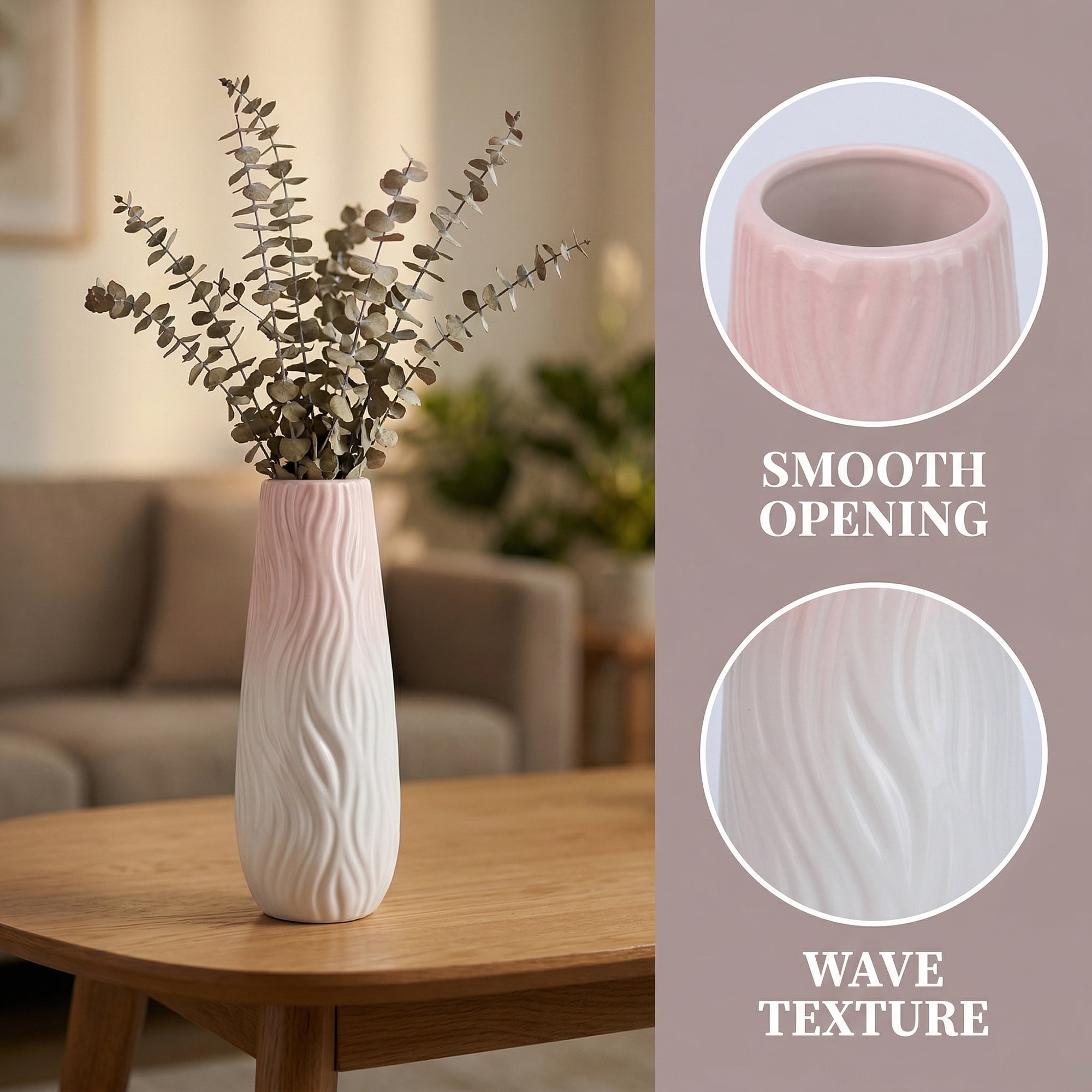 Unique Bargains Tall Ceramic Pleated Geometric Centerpieces White 3.7"L x 3.7"W x 9.8"H