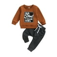 thumbnail image 2 of Elippeo Baby Boys Pants Set 6M 12M 18M 24M 3Y  Long Sleeve Crew Neck Letters Print Sweatshirt with Elastic Waist Sweatpants Infant Clothes, 2 of 9