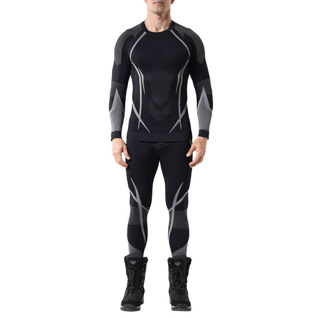 DHFJKG Skiing Base Layer Mens Thermal Underwear 2 Piece Set Slim Fit Quick-Dry Top Bottoms For Cold Weather Athletic Versatile Outfit