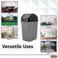 thumbnail image 2 of Superio Compact Slim Trash Can 4.5 Gallon With Swing Top Cover (Gray and Black) 18 Liter, 2 of 6
