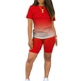 thumbnail image 4 of Avamo Womens Casual Sport Active Set Summer Short Sleeve Gradient Color Tops and Shorts Tracksuit Outfits, 4 of 4