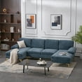 thumbnail image 3 of 114" U-Shaped Modular Sofa,Chenille Fabric Sectional Sofa with Double Chaise Lounge & Gold-Plated Feet,4-Seat Sofa Couch for Living Room Apartment Office,Grey-Blue Color, 3 of 8