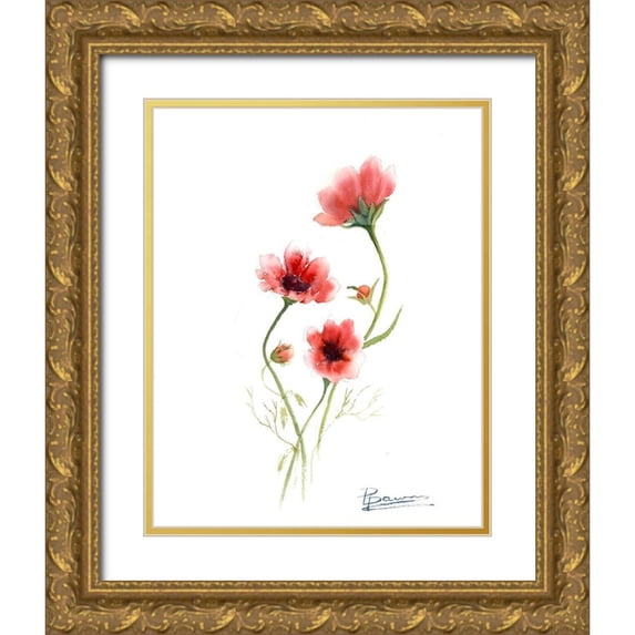 Shefranov, Olga 15x18 Gold Ornate Wood Framed with Double Matting Museum Art Print Titled - Orange Flowers III