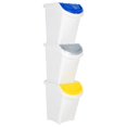 thumbnail image 1 of vidaXL Stackable Waste Bins with Lids 3 pcs White PP 120 L, 1 of 5