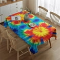 thumbnail image 2 of Colorful Tie Dye Flowe Rectangle Tablecloth 60"x84",Waterproof Polyester Rectangle Table Cloth, Wipeable Spillproof Polyester Tablecloth for Dining, Camping, Indoor and Outdoor, 2 of 5
