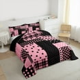 thumbnail image 3 of Manfei Romantic French Dots Queen Comforter Set,Geometric Circles Buffalo Bedding Sets,Girl Pink Black Bedding Comforter Set,Microfiber Bedroom Decor Reversible,3pcs, 3 of 8
