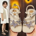 thumbnail image 2 of Toddler Girls Pearl Strap Sandals, Sparkly Butterfly Open-Toe Summer Shoes, 2 of 8