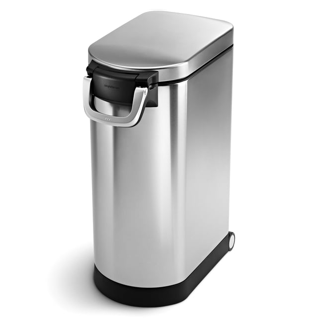 Simplehuman Contenant de Rangement pour Nourriture pour Animaux 35 Litres Très Grand, Acier Inoxydable Brossé pour Nourriture pour Chien, Nourriture pour Chat et Nourriture pour Oiseaux
