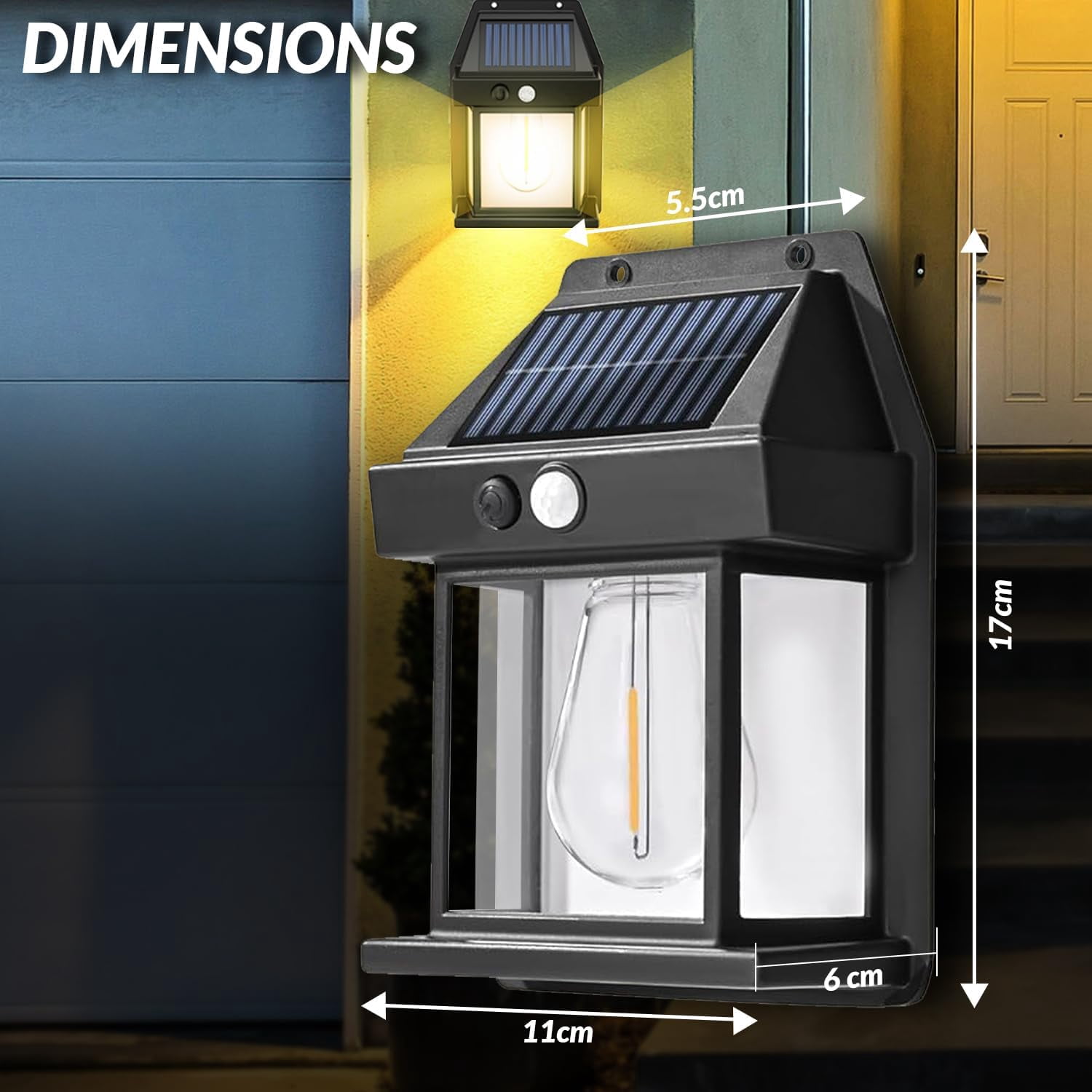 Solar Wall Lights, 2 Pcs Motion Sensor Lanterns, Waterproof Outdoor Led Fixtures , Wall Mount Light Sconces For Outside Patio Fence Yard Garage