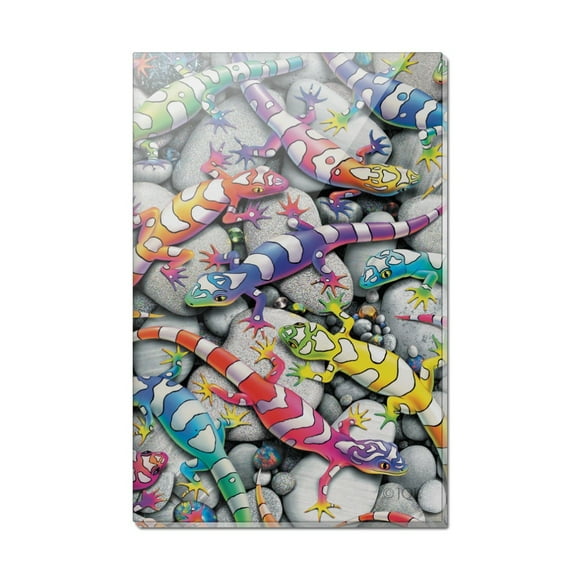 Rainbow Colorful Geckos Lizards Rectangle Acrylic Fridge Refrigerator Magnet