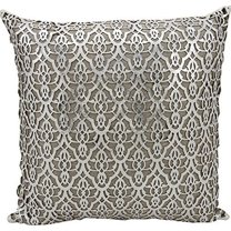 Nourison Couture Natural Hide Moorish Leaves Silver/White Throw Pillow