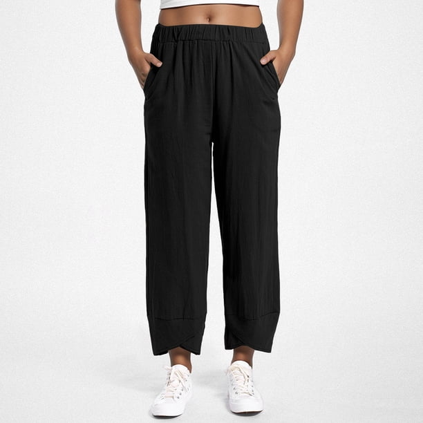 WILLBEST Pantalones Casuales para Mujer, Sueltos, Rectos, de Cintura Alta, Largos, Lisos, con Bolsillos para Un Uso Diario Cómodo. XXXL