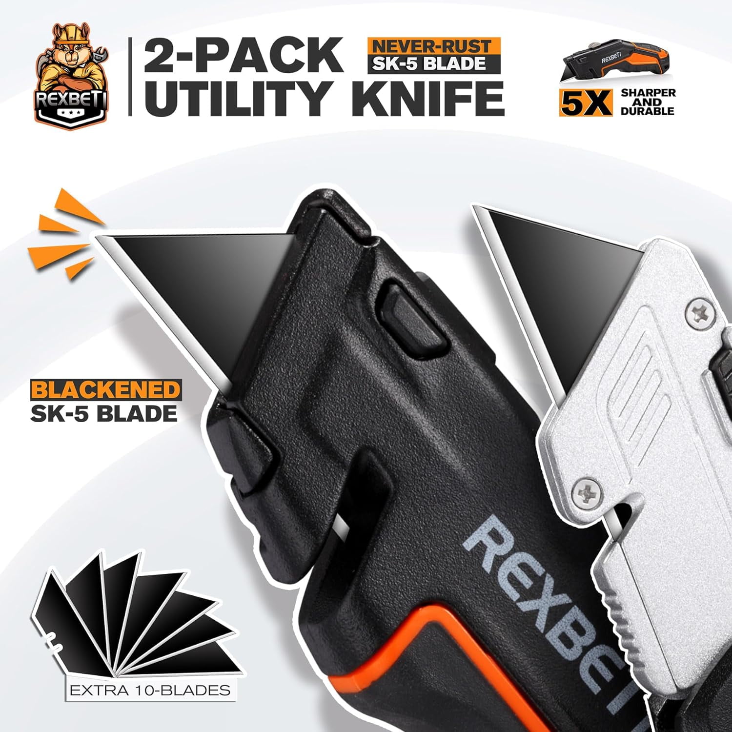 18mm Heavy-Duty Utility Knife (L-1) - Multi-Purpose Custom Cutting Depth Utility Knife w/Ergonomic Grip Handle & Snap-Off Blade, Replacement Blades: Any 18mm Blade