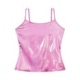thumbnail image 3 of YONGHS Women's Shiny Metallic PVC Leather Camisole Spaghetti Straps Rave Dance Vest Tank Top Clubwear Hot Pink XL, 3 of 7