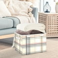 thumbnail image 3 of Yayeee Collapsible Cube Storage Bin with Lid Fabric Closet Decorative Basket with Handles, Beige Plaid Pattern, 3 of 7