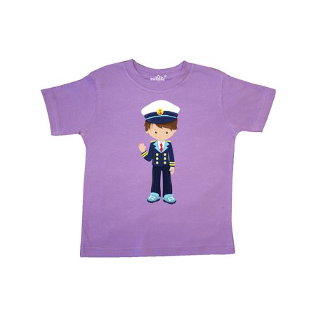 

Inktastic Cute Boy Boat Captain Skipper Brown Hair Gift Toddler Boy Girl T-Shirt