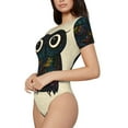 thumbnail image 2 of Naloa Owl with Mandala Women's Short-Sleeved Onesie, One-Piece Swimsuit for Parties, dates, clubs - Small, 2 of 9