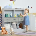 thumbnail image 2 of Homiyad Kids Bookcase, Toy Storage Organizer Cabinet, Children Display Bookshelf with Drawers for Toys, Clothes, Books, Gray, 2 of 8
