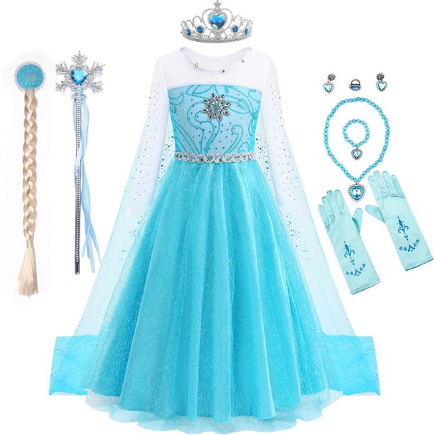 Vestido de Elsa de Disney para niñas, disfraz de Reina de las Nieves, vestido de Elsa y Anna, disfraz de niña para fiesta de cumpleaños, disfraz de Frozen para carnaval infantil