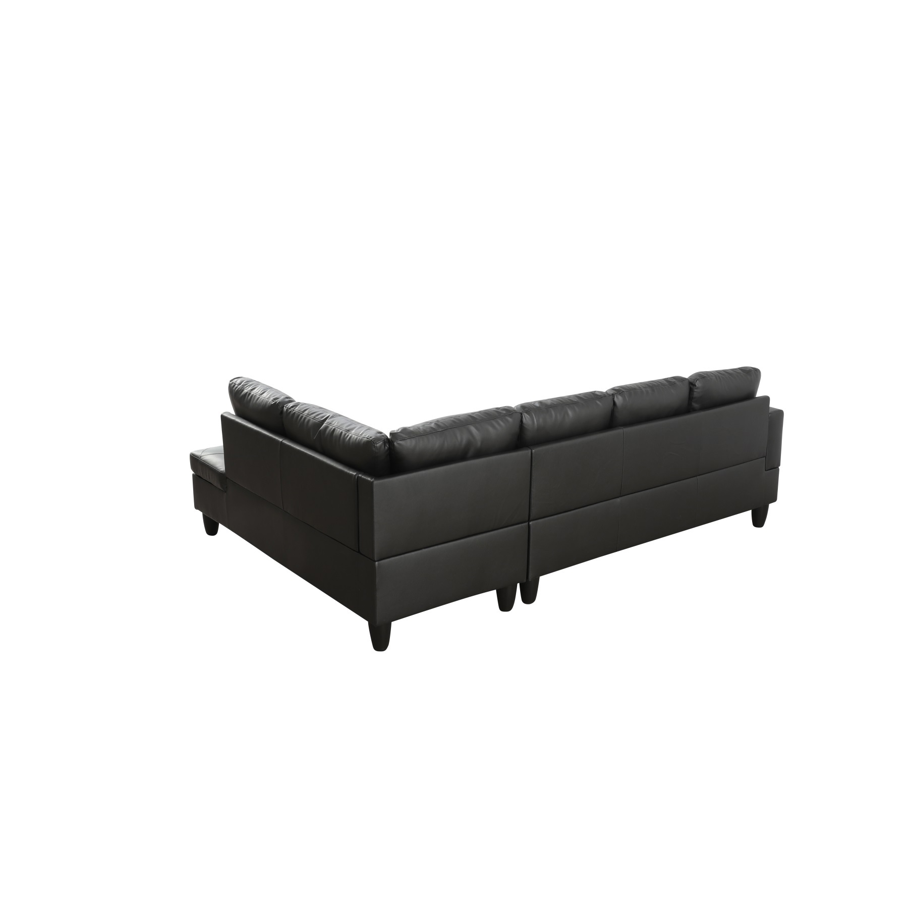 Hommoo 2-Piece Faux Leather L-Shaped Sectional Couches and Sofa Set, Modern Living Room Furniture Set, No Ottoman, Right Side, Black
