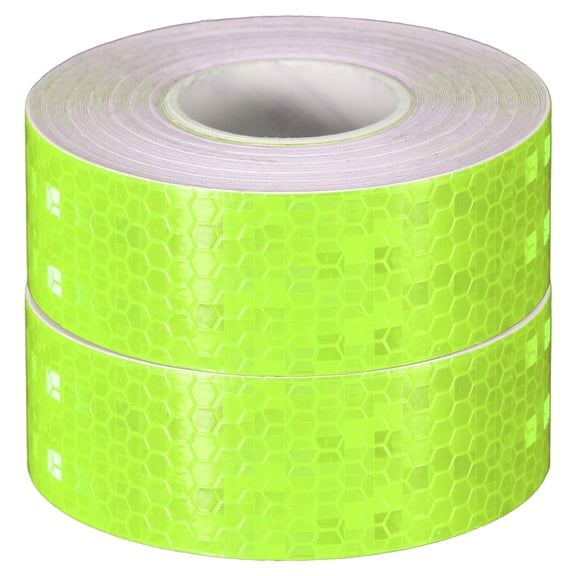 Uxcell 2 Rolls Reflective Tape 1"x33ft Adhesive Night Safety Warning Tapes Outdoor Bicycle Adhesive Reflector Stickers for Vehicles Trailers Trucks Bike Cars Signs, Fluorescent Green