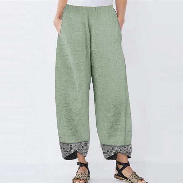 WILLBEST Pantalones Casuales para Mujer, Cintura Elástica, Pierna Recta, Cómodos, Holgados, Color Sólido, para Uso Diario y Ocio. Mediana