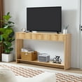 thumbnail image 7 of PHOYAL Fluted Natural Console Table with 3 Drawers, Wave Entryway Table with Storage Shelf, Narrow Wood Sofa Table for Hallway Living Room, 7 of 7