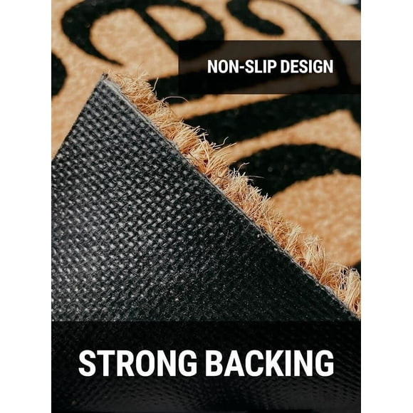 SlipToGrip Coir Welcome Mats Outdoor, 18x30 Inches Hello Design - Natural Door Mats Outdoor with Heavy Duty Rubber Backing, Bicycle Door Mats, Coir Doormat Outdoor Entrance, Outdoor Coir Door Mats