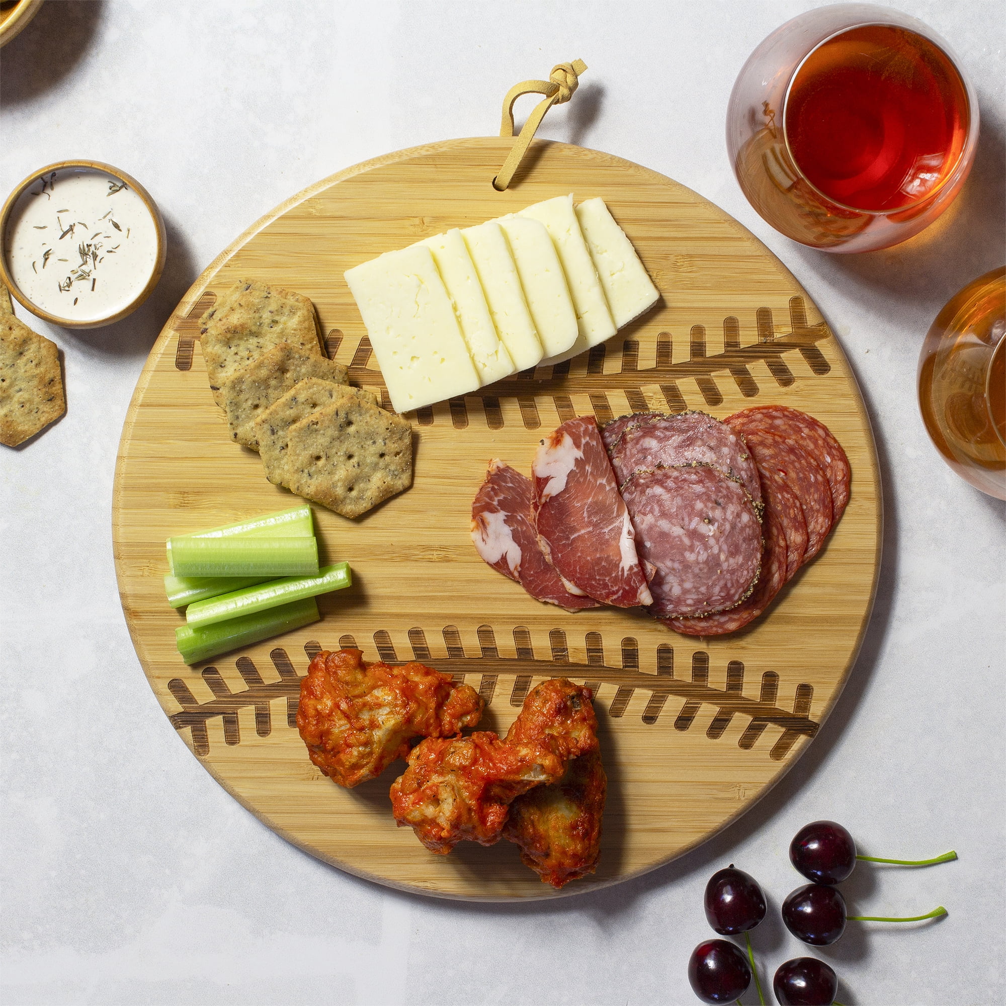 Totally Bamboo Baseball Shaped Bamboo Wood Cutting Board and Charcuterie Board, Great Gift for Baseball Fans