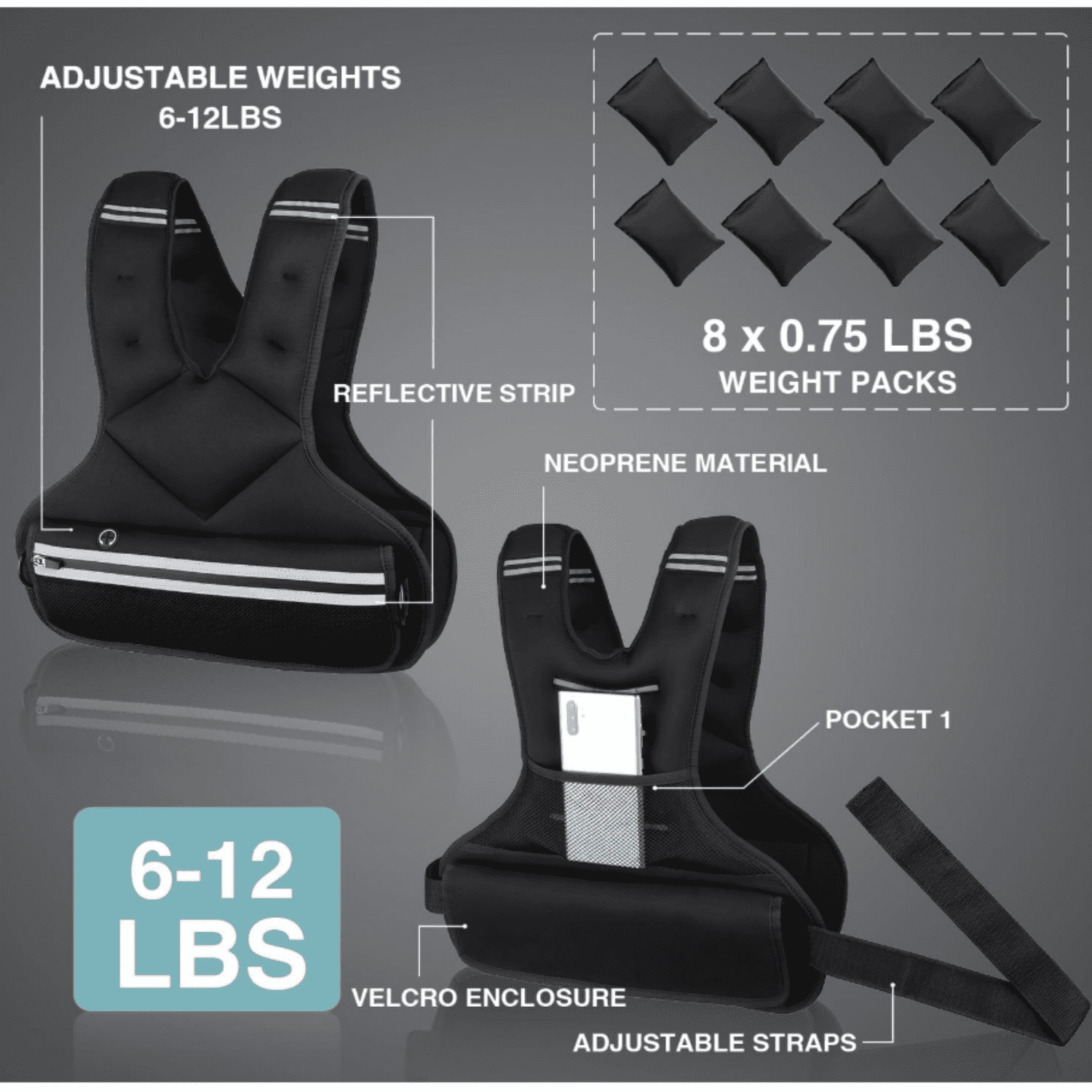 Adjustable Weight Vest, Strength Training Running Vest，Workout Equipment, Sport Exercise, Fitness, Weight Loss for Men, Women