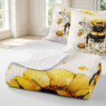 thumbnail image 4 of Erosebridal Retro Bug Bee Twin Quilt Set,Cartoon Flowers Twin Coverlet Set,Cream Black,2pcs,1 Bedspread and 1 Pillowcase, 4 of 7
