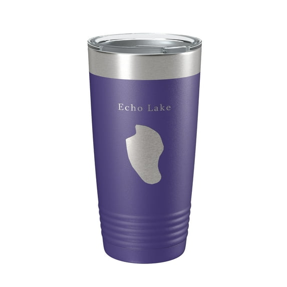 Echo Lake Map Tumbler Travel Mug Insulated Laser Engraved Coffee Cup White Mountains New Hampshire 20 oz Purple
