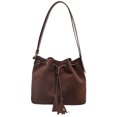 thumbnail image 4 of Bolso Tipo Cubo Ante para Mujer Hombro Con Correa Ajustable Y Borla El (vino) Rojo, 4 of 9
