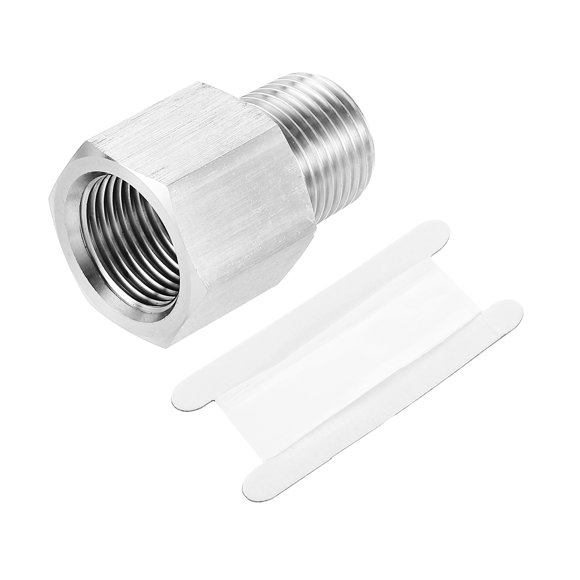Pipe Fitting Reducing Adapter, 3/8" NPT x G3/8" Reducer Connector, Silver