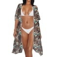 thumbnail image 3 of Xoenoiee Aztec Cow Southwest American Tribal Print Womens Swimsuit Coverup Bathing Suit Cover Up Beach Kimonos Skin Friendly Long Cardigan Open Front Swimwear, 3 of 7