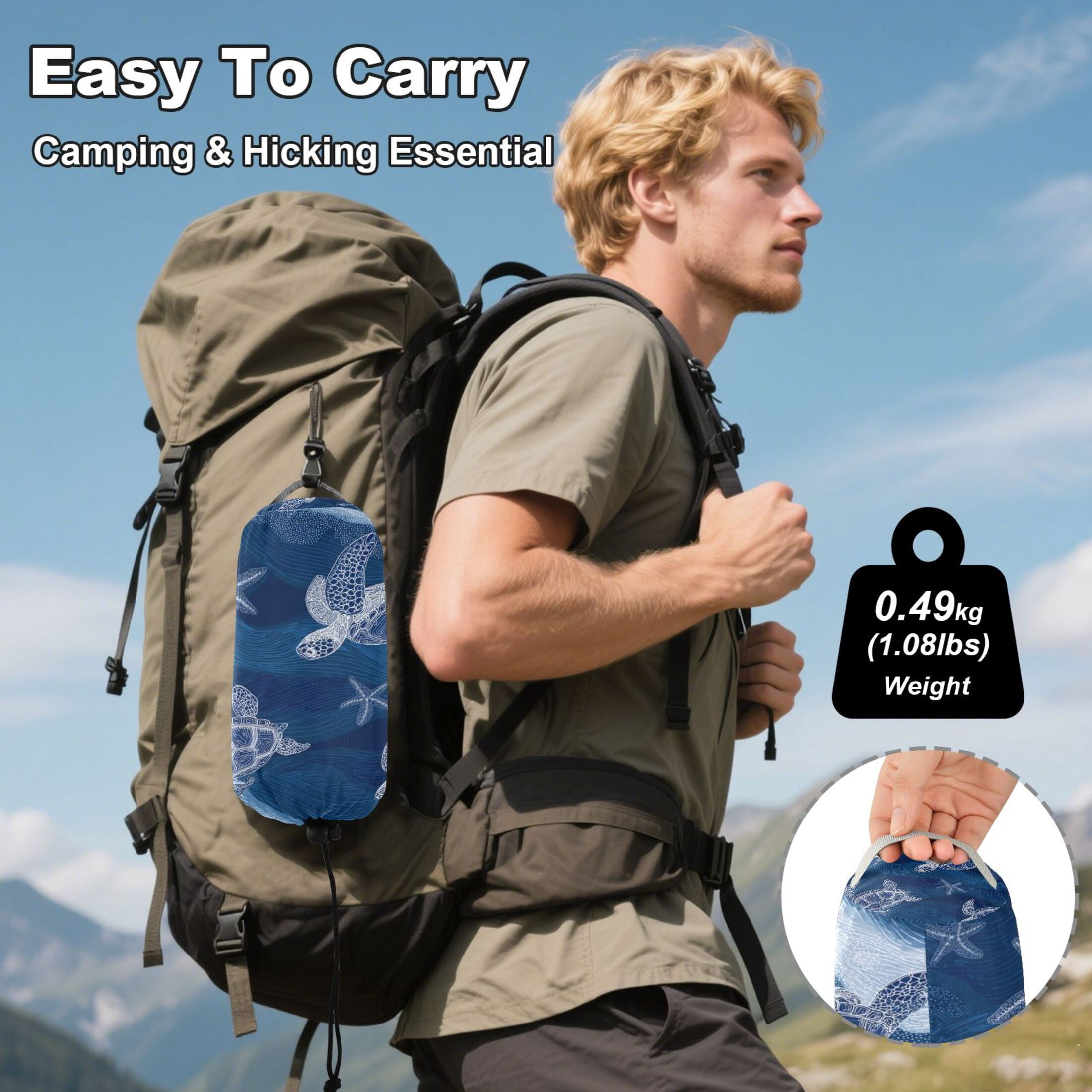 Hammock Camping Hammock Nylon Portable Hammock Travel Camping Hammock Turtle and Starfish