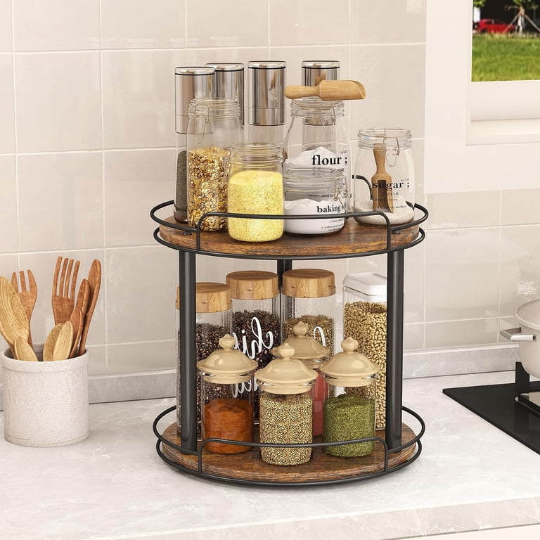 LAMU 12.2-Inch 2-Tier Wood Lazy Susan photo 8