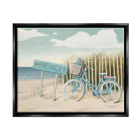 Stupell Industries Beach Cruiser Blue Bicycle Boast Graphic Art Jet Black Floating Framed Canvas Print Wall Art, Design by James Wiens