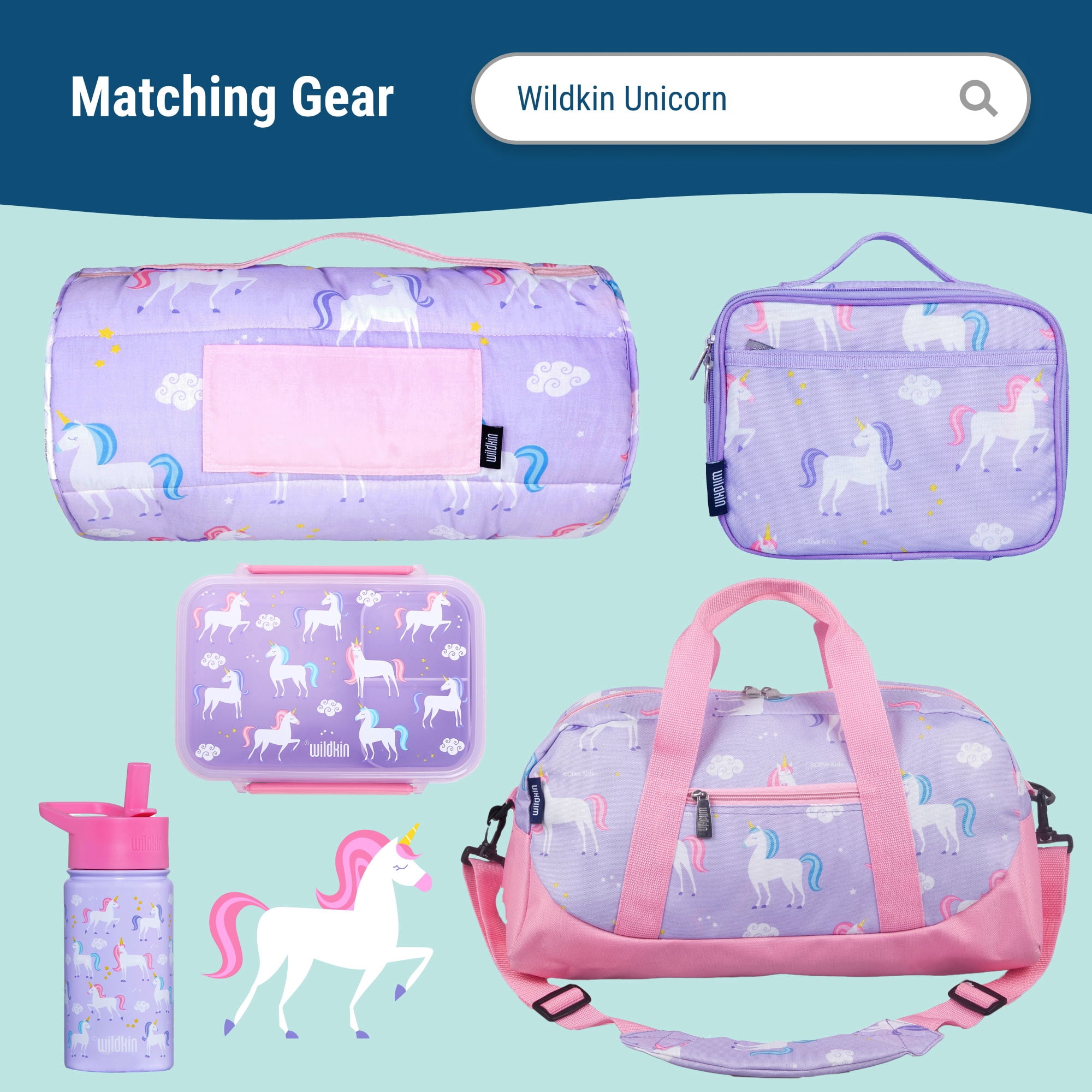 Wildkin Kids 15 Inch School and Travel Backpack for Boys and Girls (Unicorn Purple)
