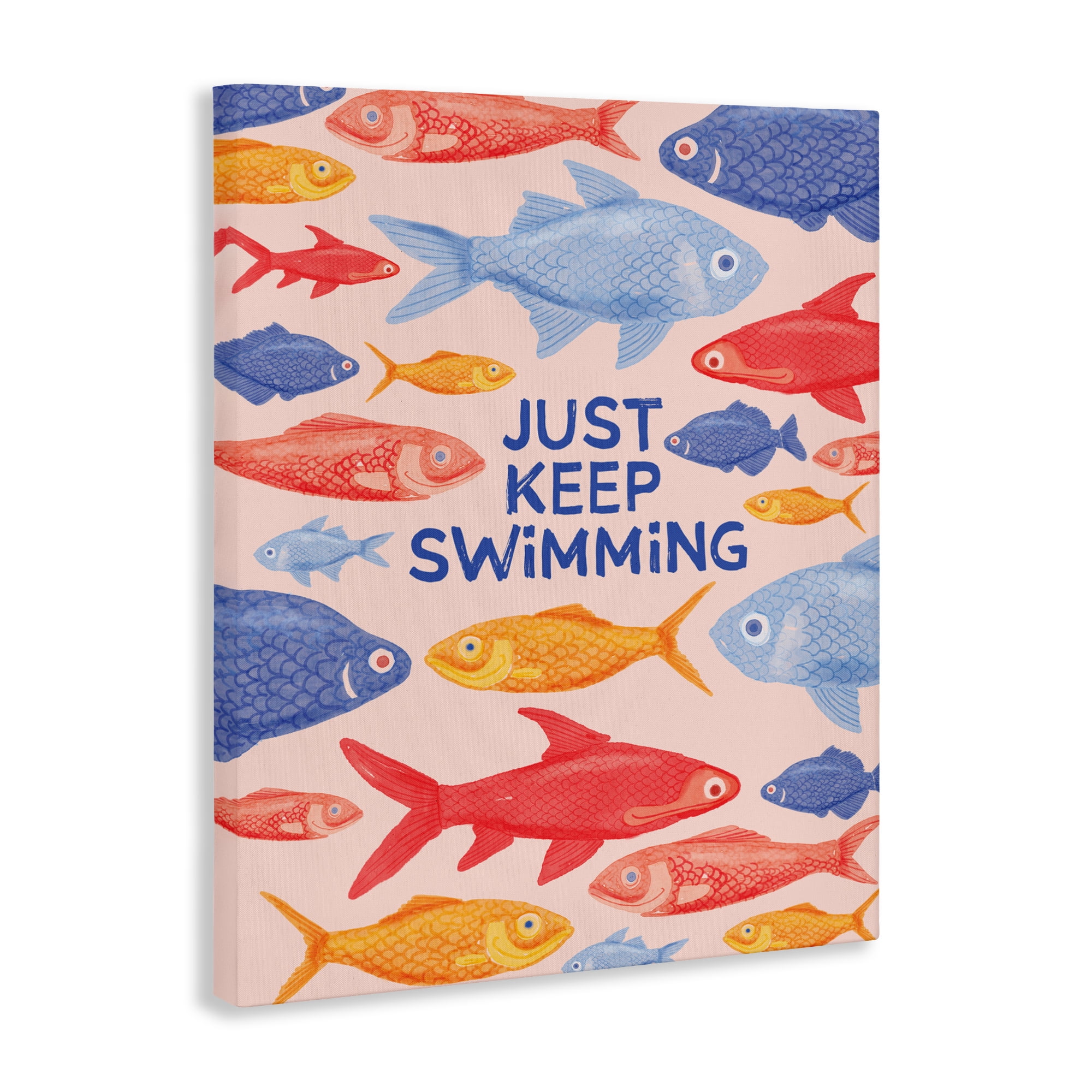 Stupell Industries Just Keep Swimming Fish Canvas Wall Art, design by The Paper Curator